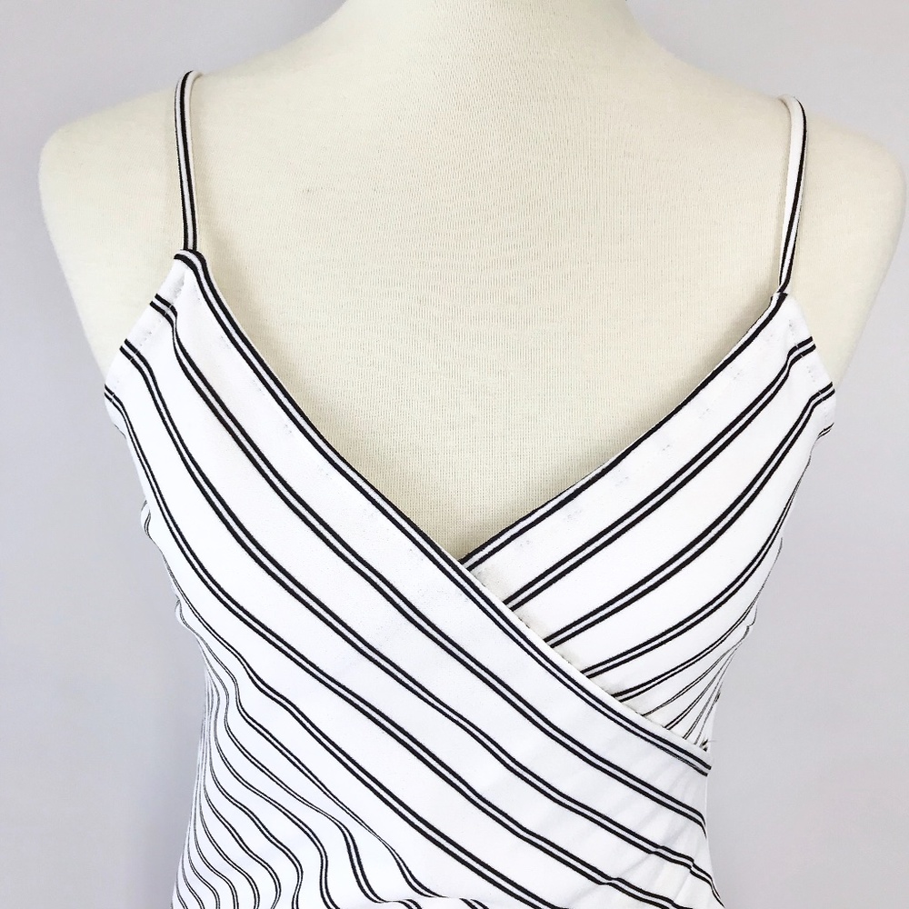 Mind Code White/Black Striped Asymmetrical Dress - image 2